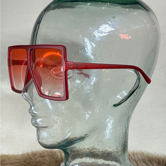 Bold Red Oversized Square Sunglasses - Picture 3 of 3